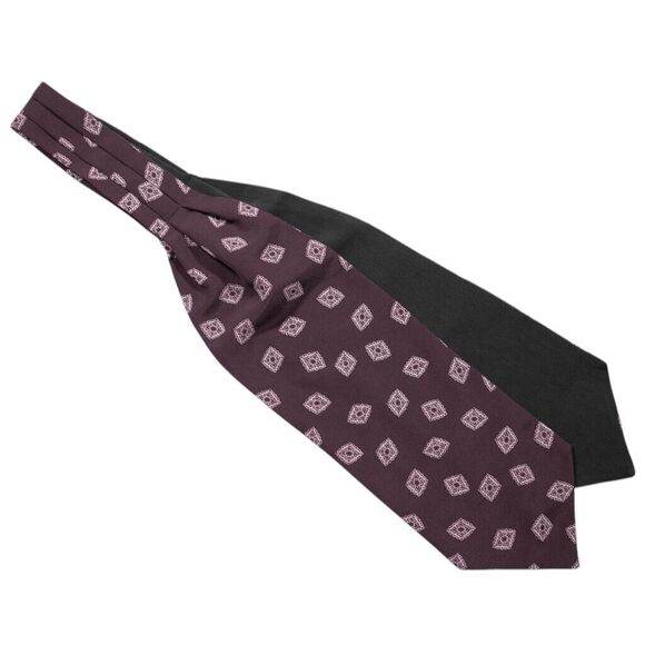 Ascot Cravat Tie Red Brown Geometric Costume Formal Wedding Party Necktie Scarf - Picture 2 of 2